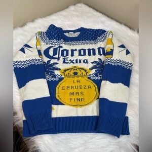 Corona holiday sweater Blue and White Sweater